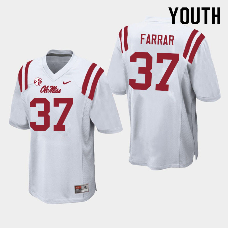 Youth #37 Hayden Farrar Ole Miss Rebels College Football Jerseys Sale-White - Click Image to Close